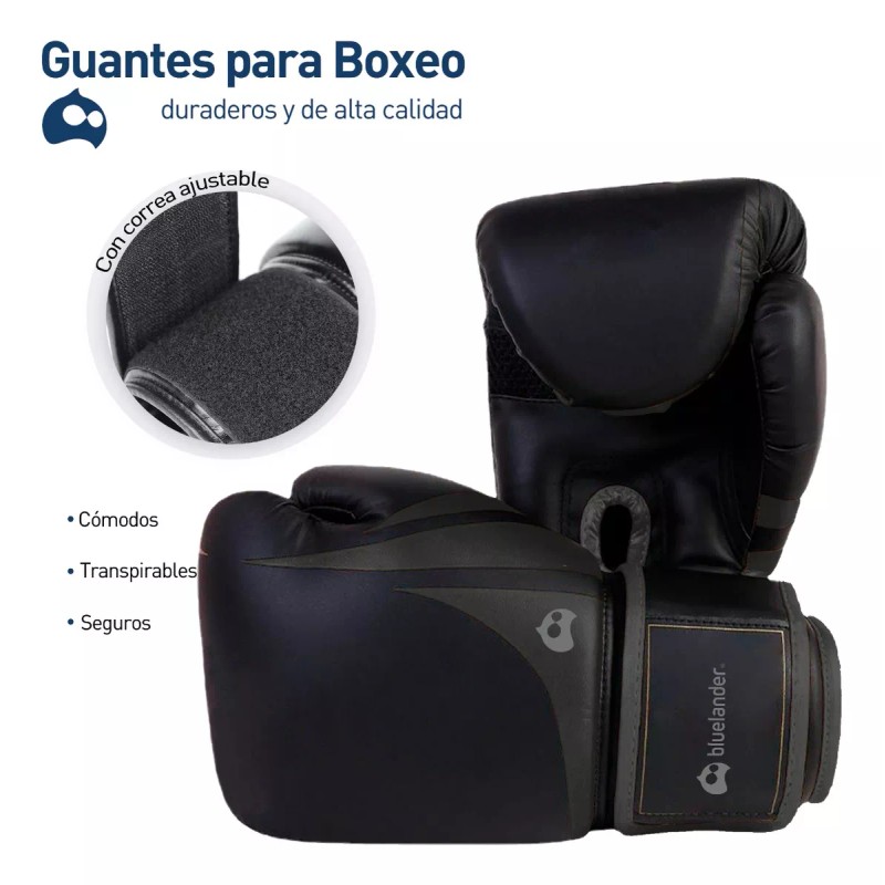 Bluelander 2 Guantes Box Profesional Correa Velcro Kickboxing 16oz