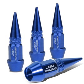 Auto Dynasty 45mm Anodized Aluminum Valve Stem Caps, Spiked Head Design Car Accessories, Universal Fit for Most Vehicles, Blue (Pack of 4)