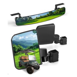 HOWBOW Golf Cart Mirrors Kit, Adjustable 180 Degree Rotation and Foldable-HD Shatterproof Glass Mirrors for EZGO Club Car Yamaha, No-Drilling Golf Cart Side Mirror and Rear View Mirror Kit