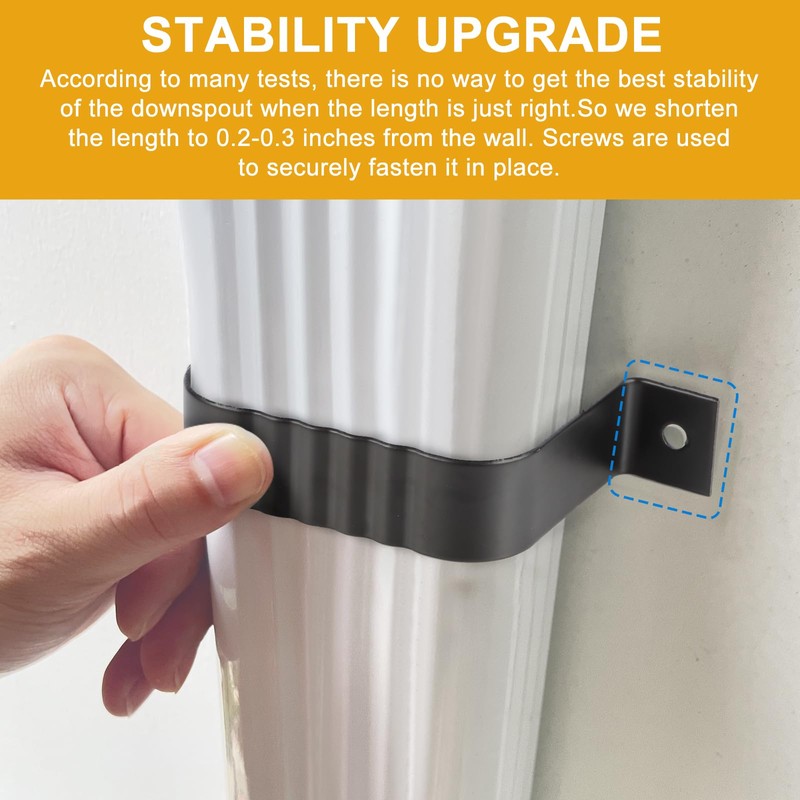 Mzcvriru Gutter Downspout Straps - 2x3, Black (2 Pack) with