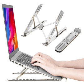 Folding Laptop Stand, Compact, 10 Levels of Angle Adjustment, Compatible with Laptops of Approximately 17.3 inches (44 mm) x Depth 10 inches (255 mm) x Height 0.6 inches (15 mm), Convenient to Carry