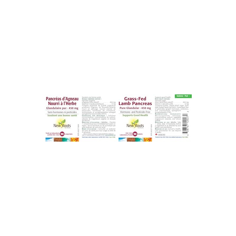 New Roots Herbal - Grass-Fed Lamb Pancreas - Pure Glandular
