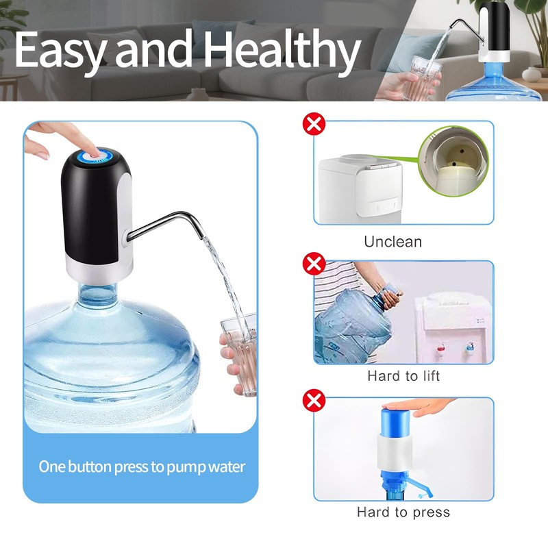 Water Dispenser for 5 Gallon Bottle, USB Charging Water Bottle