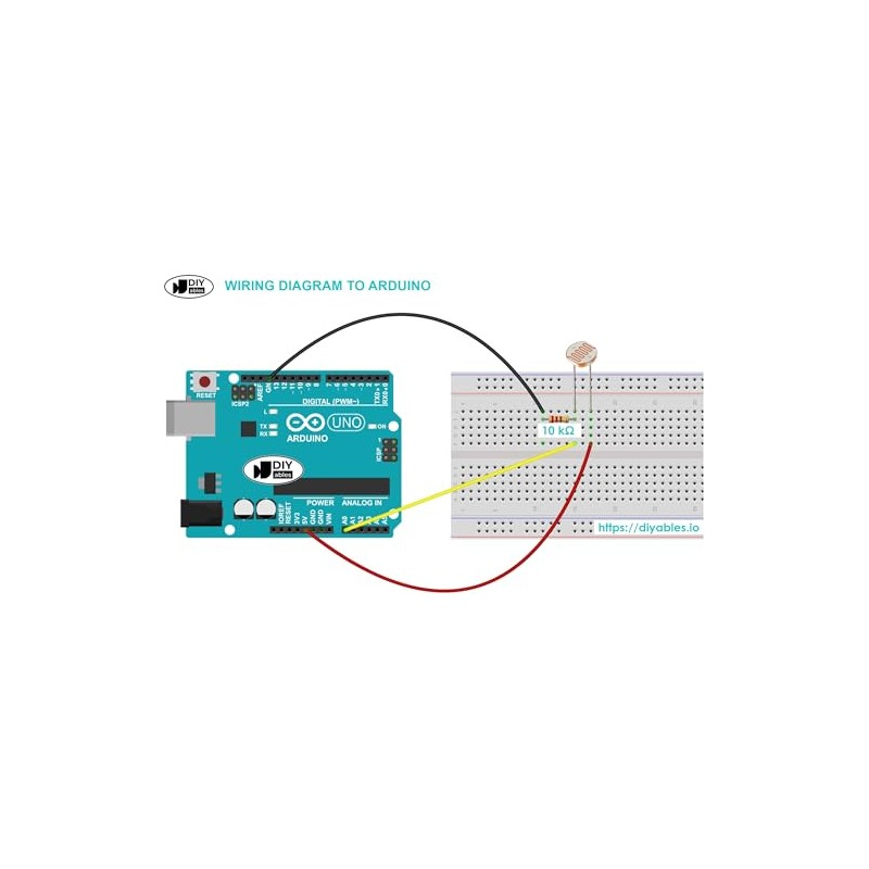 DIYables 50pcs LDR Photoresistor Light Sensor Photocell for Arduino, ESP32,