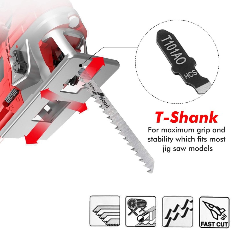 Bestgle 50Pcs Jigsaw Blade Set, T Shank Fast Cut Jigsaw