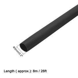 sourcing map Heat Shrink Tubing 5mm Dia 2:1 Heat Shrink Tube Wrap Cable Sleeve 8m Black