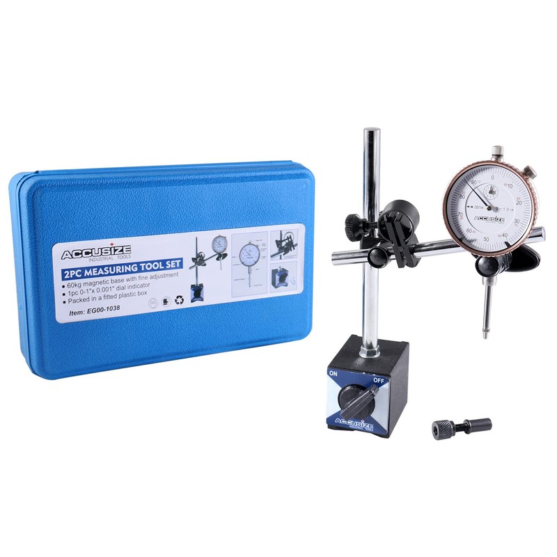 Accusize Industrial Tools 0-1'' by 0.001'' Dial Indicator with Magnetic