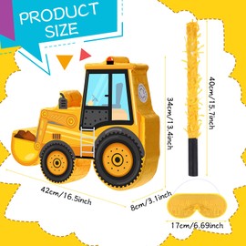 Aoriher Construction Dump Truck Piñata with Blindfold and Bat Construction Party Supplies Tractor Excavator Piñata for Kids Truck Birthday Decor(Bulldozer)