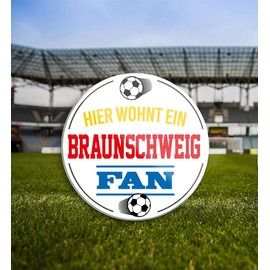 schilderkreis24 Football Magnet "Braunschweig Fan" Decorative Fridge Magnet Item Sport Club Gift Idea Club Christmas Football Fan Lovers Enthusiasts 8 x 8 cm