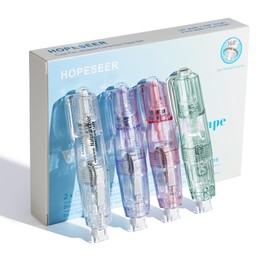 Refillable Retractable White Out Correction Tape, 4PCS Correction Dispensers Pre-Loaded, Cute Pull-Out Pen-Shaped Applicator, Anti-Break Tape for Office Supplies (Transparent, Green, Pink, Purple)