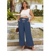 Lastshe Plus Size Pants for Curvy Women High Waist Wide