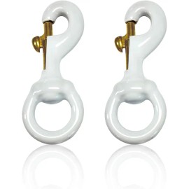 2-Pack Rubber Coated Flag Clips, 3.5 Inch Metal Flagpole Rope Hooks for Outdoor Flags, Pet Leash & Tent AccessoriesColor: White, Size: 3.5 inches