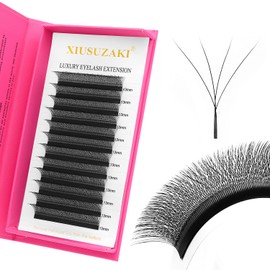XIUSUZAKI YY Lash Extensions Supplies Y Eyelash Extensions 0.07mm Thickness D Curl 14mm Premade Fans 4D Russian Volume Matte Black 12 Rows Crisscross Eye Lashes(YY-0.07-D,14mm)