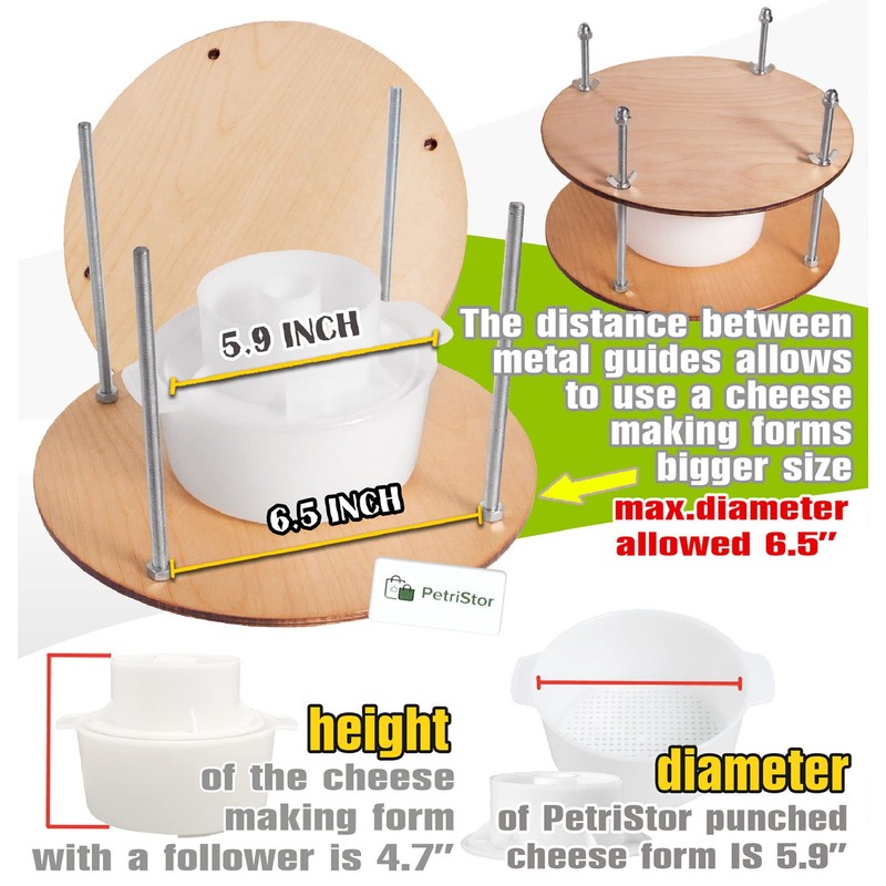 Wooden cheese press diameter 11.2 in and 1 cheese making