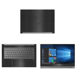 Decalrus - Protective Decal for Lenovo Yoga C930 (13.9" Screen) Laptop Black Texture Brushed Aluminum Skin Skins Decal wrap BAlenovoYoga13_C930Back