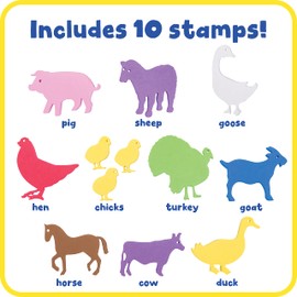 READY 2 LEARN Giant Stampers | Farm Animals | Set of 10 | Animal Stamps for Kids | Easy-Grip Washable Set for Toddlers, Crafts