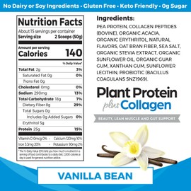Orgain Organic Vanilla Protein Powder with Collagen and Probiotics 15 Servings 1.6lb