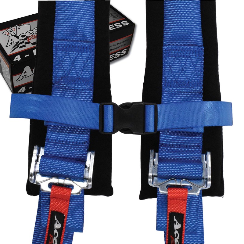 KRX 1000 Harness Mounting Kit with Aces Racing Harnesses (Blue,