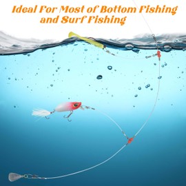 Fishing Leader Saltwater Fishing Rigs Fishing Bottom Rigs Blue Nylon Surf Fishing Rigs Steel Leaders Wire Fishing Wire Rig Fishing Leaders with Swivel Snaps Beads 1Arm / 2Arm (2 Arm, 12pcs)