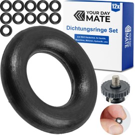 Sealing ring set, 12 pieces, OD Ø 9 mm, ID Ø 6 mm, thickness 1.5 mm, in black, made of nitrile rubber, rings for repairing plumbing, machines, motors, sealing set flexible O-ring, flat gasket