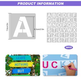 Letter Stencils and Templates for Painting, 36pcs 3 Inch Letters Alphabet Stencils Plastic Number Templates for Wood Signs Art Craft