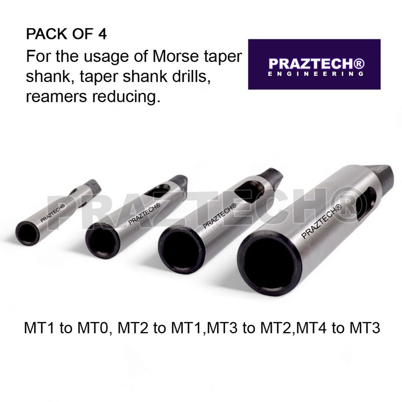 PRAZTECH® 4pcs Morse Taper Drill Sleeve Reducing Adapter for Lathe