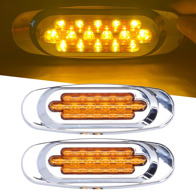 Pair 16LEDs Taillight Electroplated Trim Side Marker Auto External Lamps