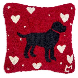 Chandler 4 Corners Artist-Designed Lab Love Hand-Hooked Wool Decorative Throw Pillow (14 in x 14 in) Dog Pillow for Couches & Beds - Easy Care & Low Maintenance - Labrador, Valentine's Pillow
