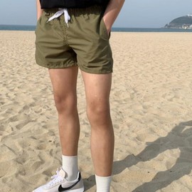 Unisex Couple Beach Board Shorts Rashguard Bottoms Summer Vivid Beach Shorts Khaki XL