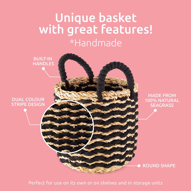 Compactor Flora Seagrass Storage Basket, Medium, 25 x Ø 25