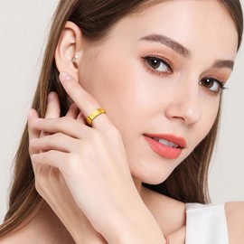 Love Friendship Gold Rings for Women:Wedding Band 18k Gold Ring Cubic Zirconia Stainless Steel Promise Ring Jewelry Birthday Gifts for Women,Size 6-10