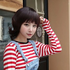 Medium Shaggoniya Women's Wavy Full Wig (WFI7NLQ) Red Brown WFI7NLQ / 미디엄샤기도니야 여자 웨이브 통가발 (WFI7NLQ) 레드브라운WFI7NLQ