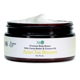 360Feel Asian Tea Blossom Body Butter - Nourishing and Hydrating Shea Body Butter with a Gentle Formula - Handmade with Essential Oils - Creamy Formula for Daily Use - Zero Harsh Additives - 8 Ounce