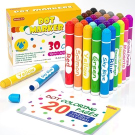 Shuttle Art Dot Markers, 30 Colors Washable for Toddlers with Free Activity Book