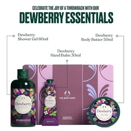 The Body Shop Dewberry Essentials Gift Set, Shower Gel 250ml, Body Yogurt 200ml, Hand Balm 30ml, Fruity Floral Body Care Set, 48hr Hydration, Softening, Fast Absorbing, Vegan Skincare Gift
