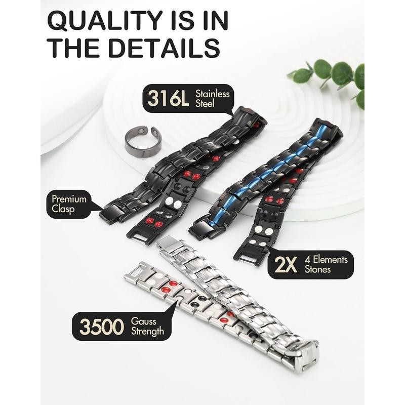 Jeracol Magnetic Bracelets for Men, Titanium Steel Magnet Bracelet with