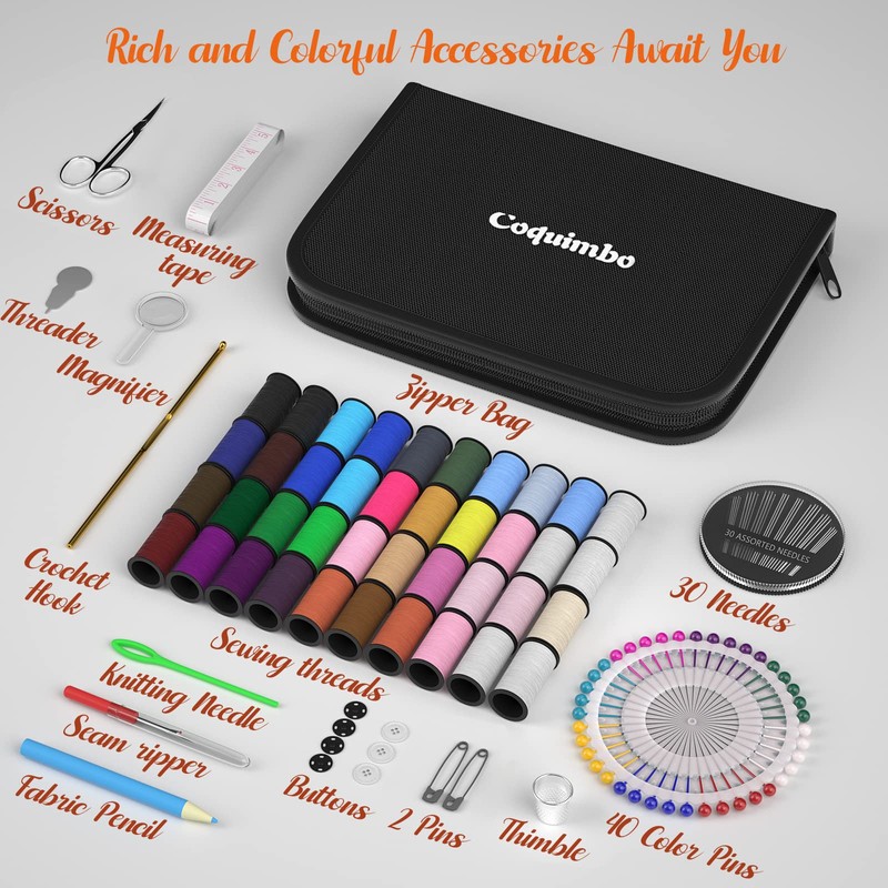Coquimbo Sewing Kit Travel 128 Pcs Sewing Accessories Filled with