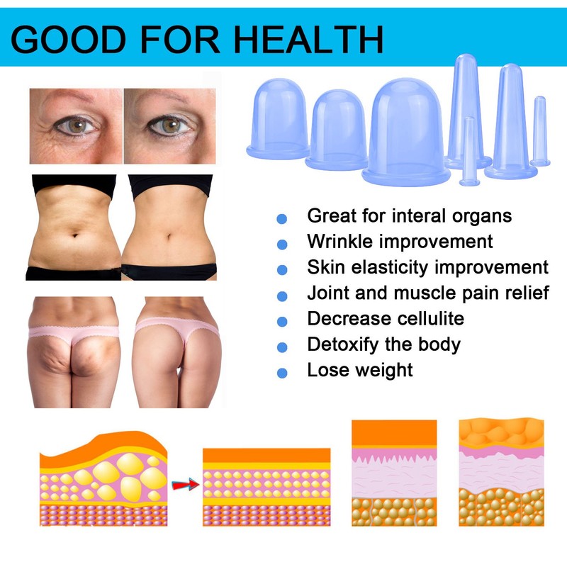 500-miles Cupping Therapy Sets 7Pcs Silicone Anti Cellulite Cup Vacuum