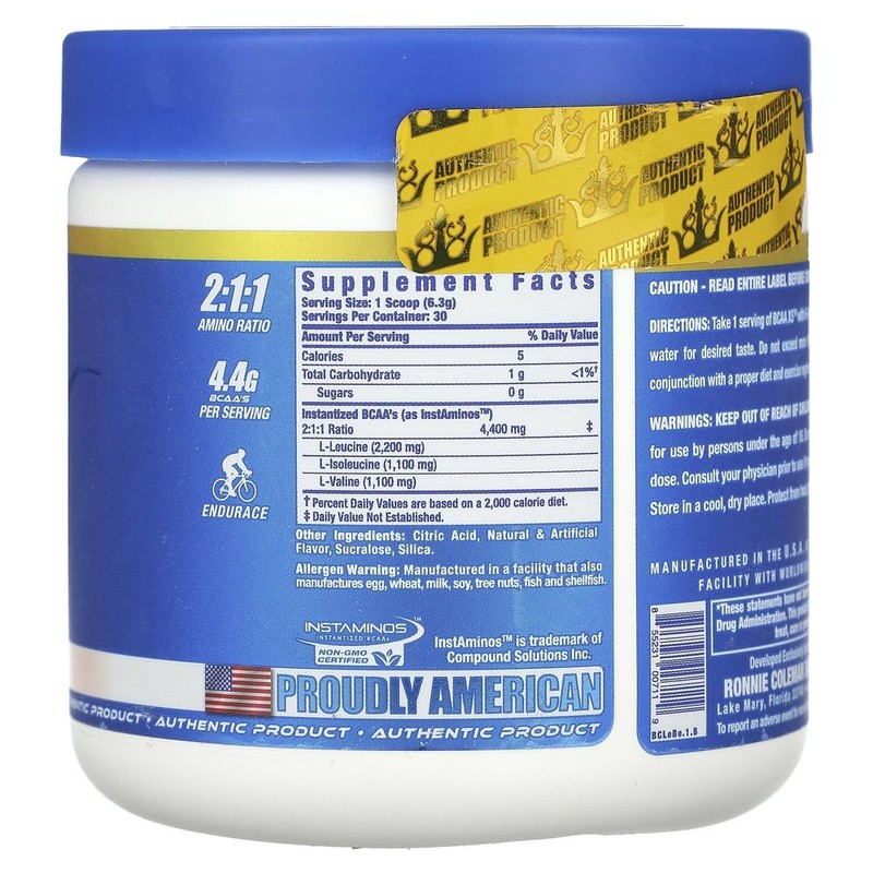 Ronnie Coleman 바이탈 에디션 BCAAXS 레몬베리 맛, 189g, 1개 Ronnie