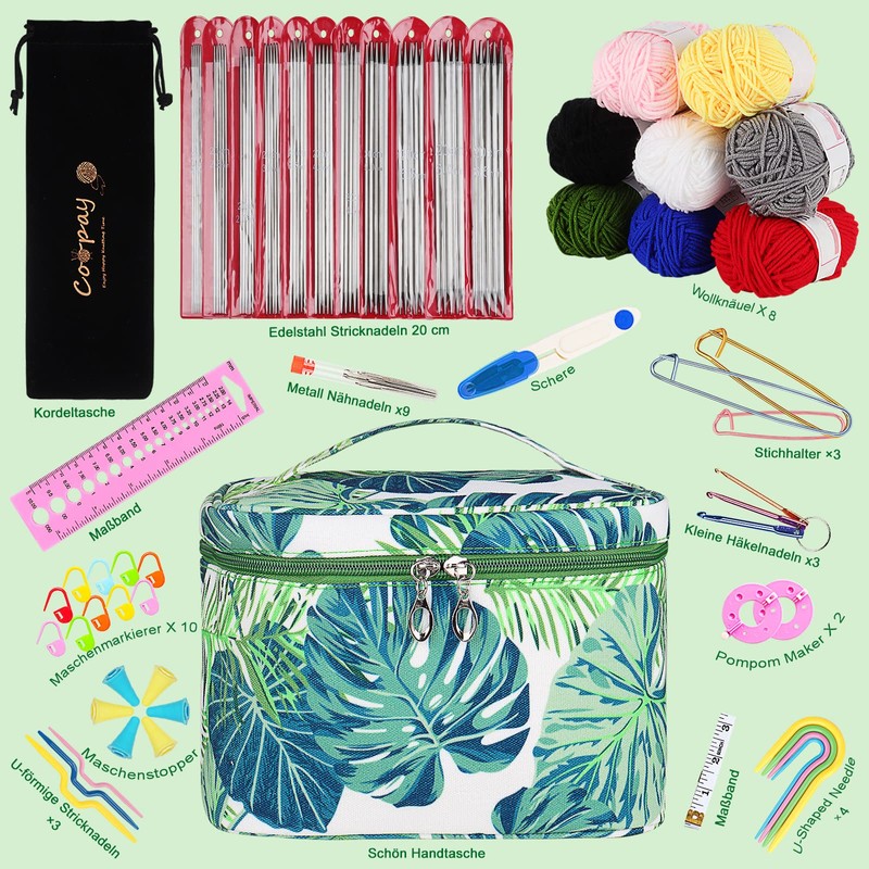 Coopay Knitting Needles Set, 55 Pieces Stainless Steel Double Pointed