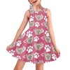 Summer Dress Pink Paw Cute Cats Print Soft Girls Custom