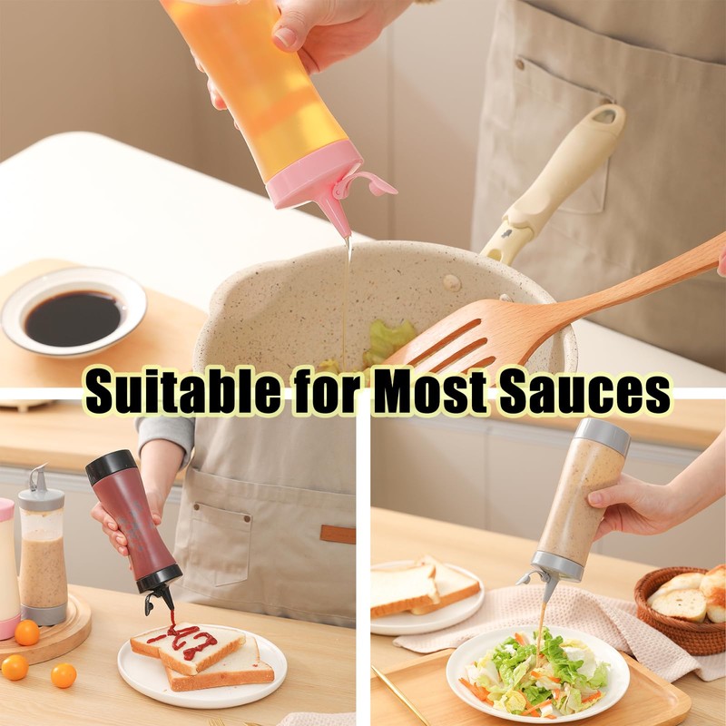 Qiuhome Condiment Squeeze Bottles Sauces Ketchup Bottles Squeeze Bottles Liquids,