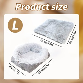 Furry Self Warming Cat Mat for Cats Dogs Fluffy Soft Cat Bed 2 in 1 Cat Mat Self-warming Dog Bed Foldable Convertible Self Heating Plush Cat Bed Nest, for Indoor Cat Plush Cushion Bed, Gray (70x60cm)