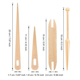 7 Pieces Wood Hand Loom Stick Set, Include 5 Pieces Wood Weaving Crochet Needle with Wooden Shuttles Weaving Stick and Wood Bobbin Stick or DIY Handcrafts Tool