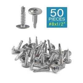 #8 x 1/2 Inch Self Tapping Screws for Metal Large Truss Head Sheet Metal Screws 50 Pcs 410 Stainless Steel Wood to Metal Screws by IMScrews