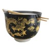 Black And Yellow Dragon King Ceramic Donburi Ramen Bowl With