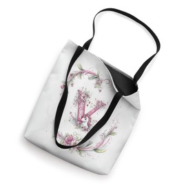 Floral Pink Monogrammed Letter V Initial Unicorn & Flowers Tote Bag