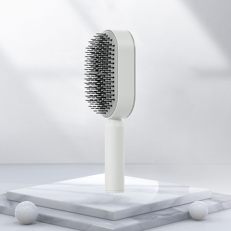 Cushion Hair Brush Self Cleaning Scalp Massage Rounded Comb Teeth