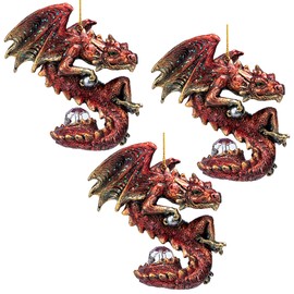 Christmas Light Protector Dragon 2021 Gothic Holiday Ornament: Set of Three