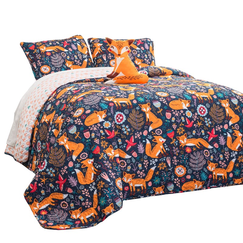 Lush Decor Pixie Fox Reversible Quilt Set, 3 Piece Set,